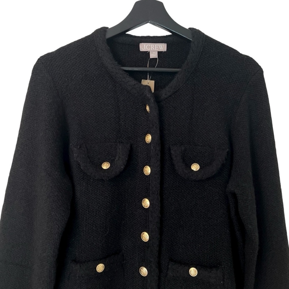 J. Crew Textured Sweater Lady Jacket Black Medium NWT Classic Old Money Cocktail - Picture 2 of 6